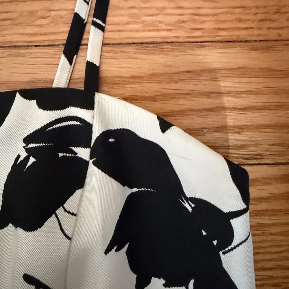 Ann Taylor Black and White Floral 100% Silk Shiftdress Size 4?: Preppy, Abstract - Picture 10 of 10